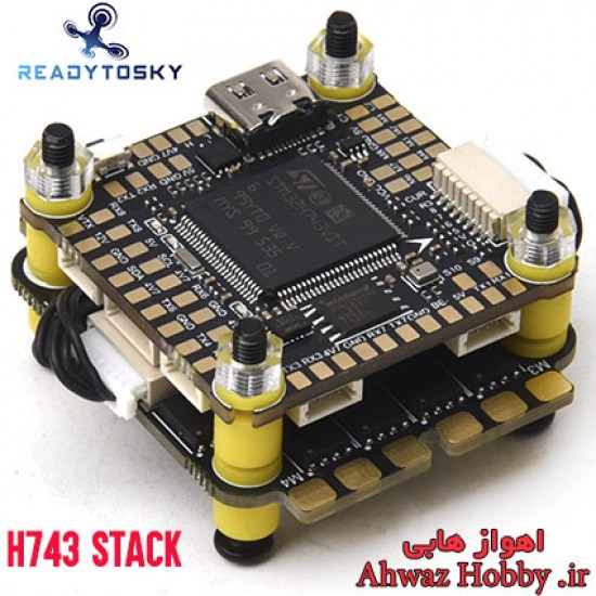 فلایت کنترل H743 Stack با اسپید کنترل 4in1 مدل 65 آمپر آردینو ساپورت دارای OSD داخلی مخصوص FPV Racing و پرنده های رهگیر