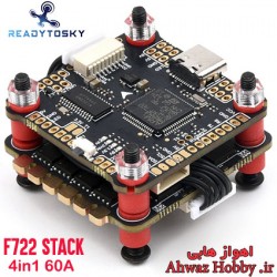فلایت کنترل F722 Stack با اسپید کنترل 4in1 مدل 60 آمپر دارای OSD داخلی مخصوص FPV Racing کاستوم