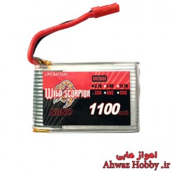 باتری Wild Scorpion لیتیوم پلیمر3.7 ولت تک سل 1100mah و دیس شارژ 25C