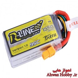 باتری 4 سل 14.8 ولت 1550 ميلي آمپر 95C سری R-LINEمخصوص FPV Racing ساخت Tattu