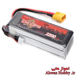 باتری 4 سل 14.8 ولت 2200 ميلي آمپر 35C لیتیوم پلیمر ساخت Wild Scorpion
