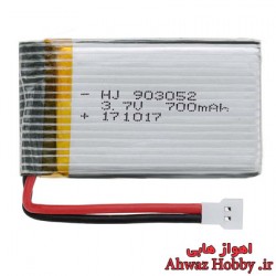 باتری لیتیوم پلیمر 3.7 ولت یک سل 700mah تایوانی مخصوص کوادکوپترهای کوچک و متوسط