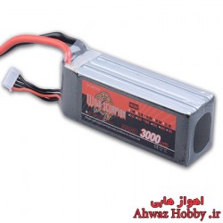 باتری 4 سل 14.8 ولت 3000 ميلي آمپر 35C لیتیوم پلیمر ساخت Wild Scorpion